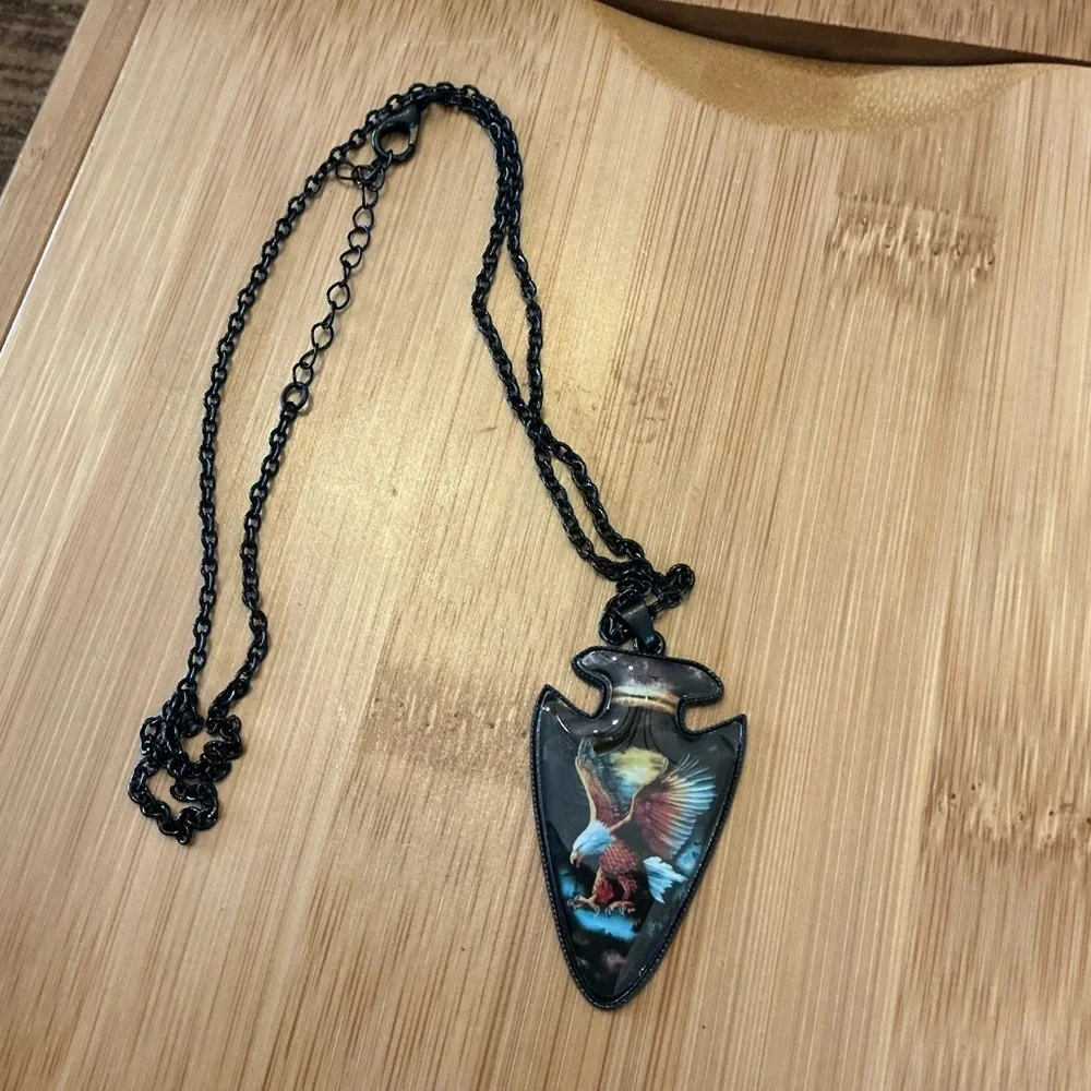 Arrowhead Pendant Necklace with Eagle Design